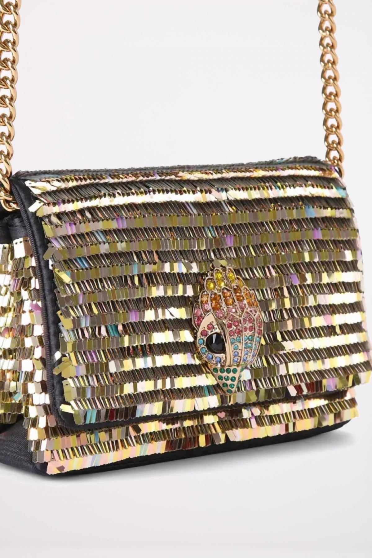 KURT GEIGER LONDON MINI KENSINGTON FLAP en color GOLD  (2)