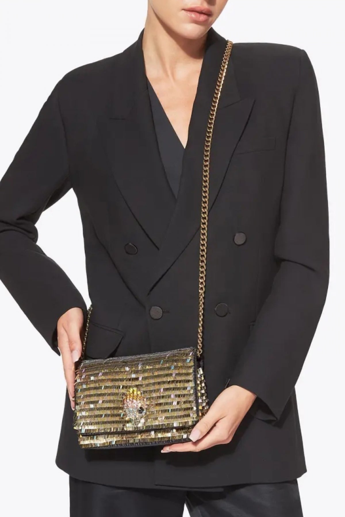 KURT GEIGER LONDON MINI KENSINGTON FLAP en color GOLD  (5)