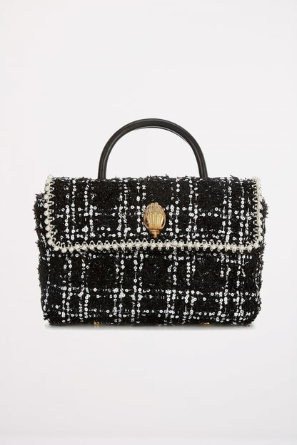 KURT GEIGER LONDON TWEED HANDLE KENSING en color BLKWHT  (1)