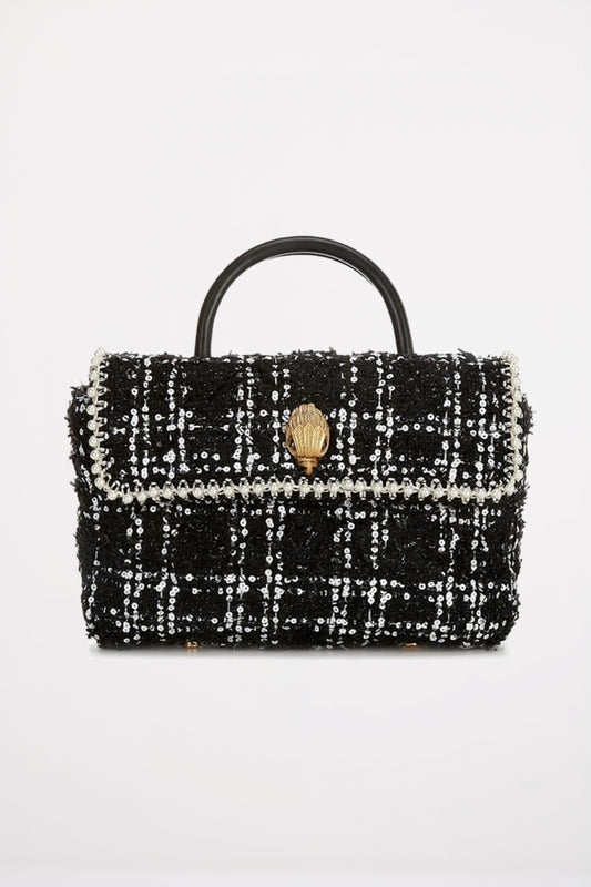 KURT GEIGER LONDON TWEED HANDLE KENSING en color BLKWHT  (1)