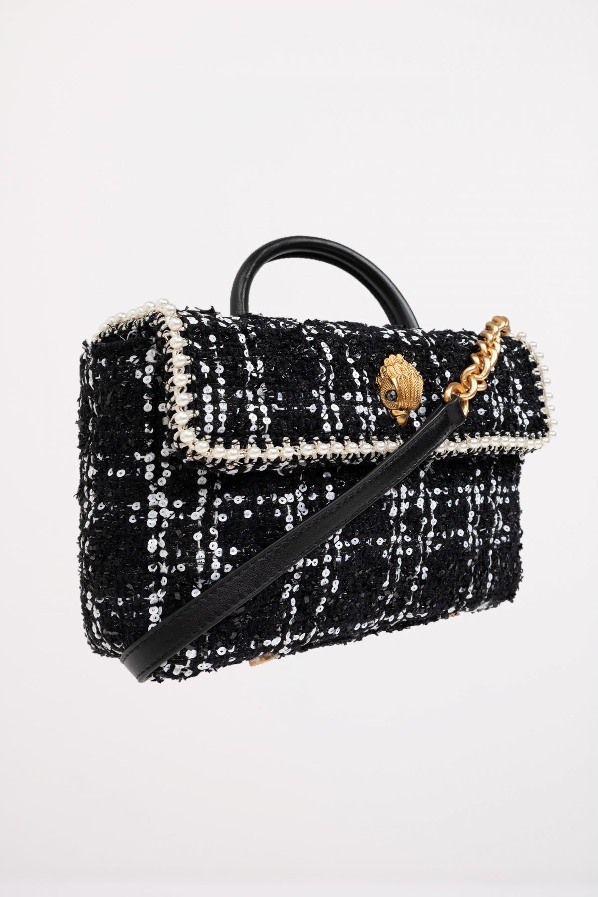KURT GEIGER LONDON TWEED HANDLE KENSING en color BLKWHT  (2)
