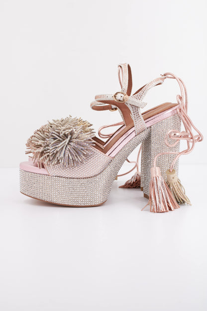 KURT GEIGER LONDON POM POM TIE PLATFORM en color OPNGRY  (1)