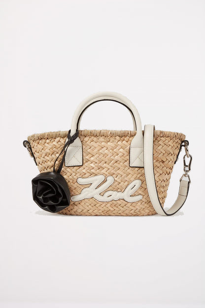 KARL LAGERFELD SIGNATURE RAFFIA SM  en color NTRL  (1)