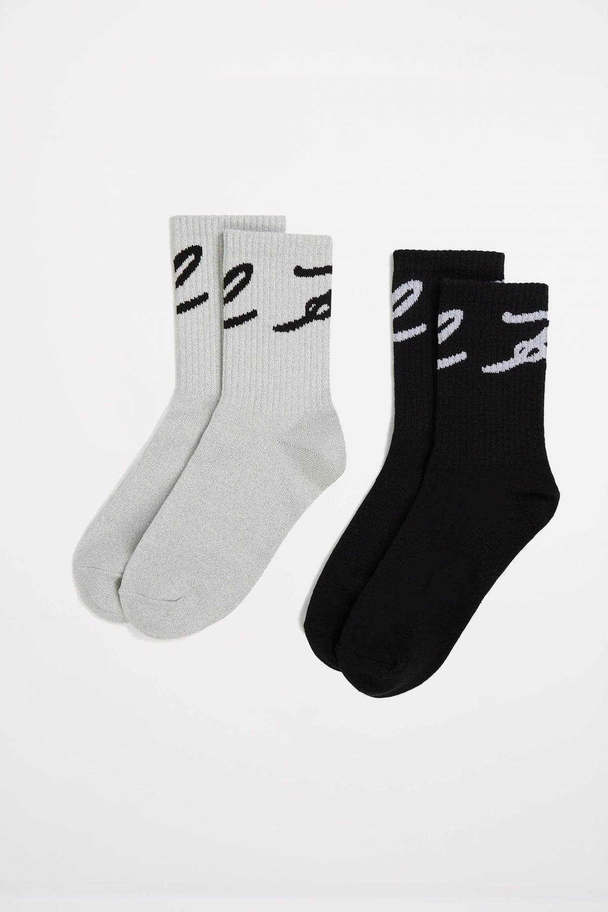 KARL LAGERFELD SIGNATURE LUREX SOCK en color CRMBLK  (3)