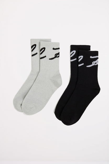 KARL LAGERFELD SIGNATURE LUREX SOCK en color CRMBLK  (3)