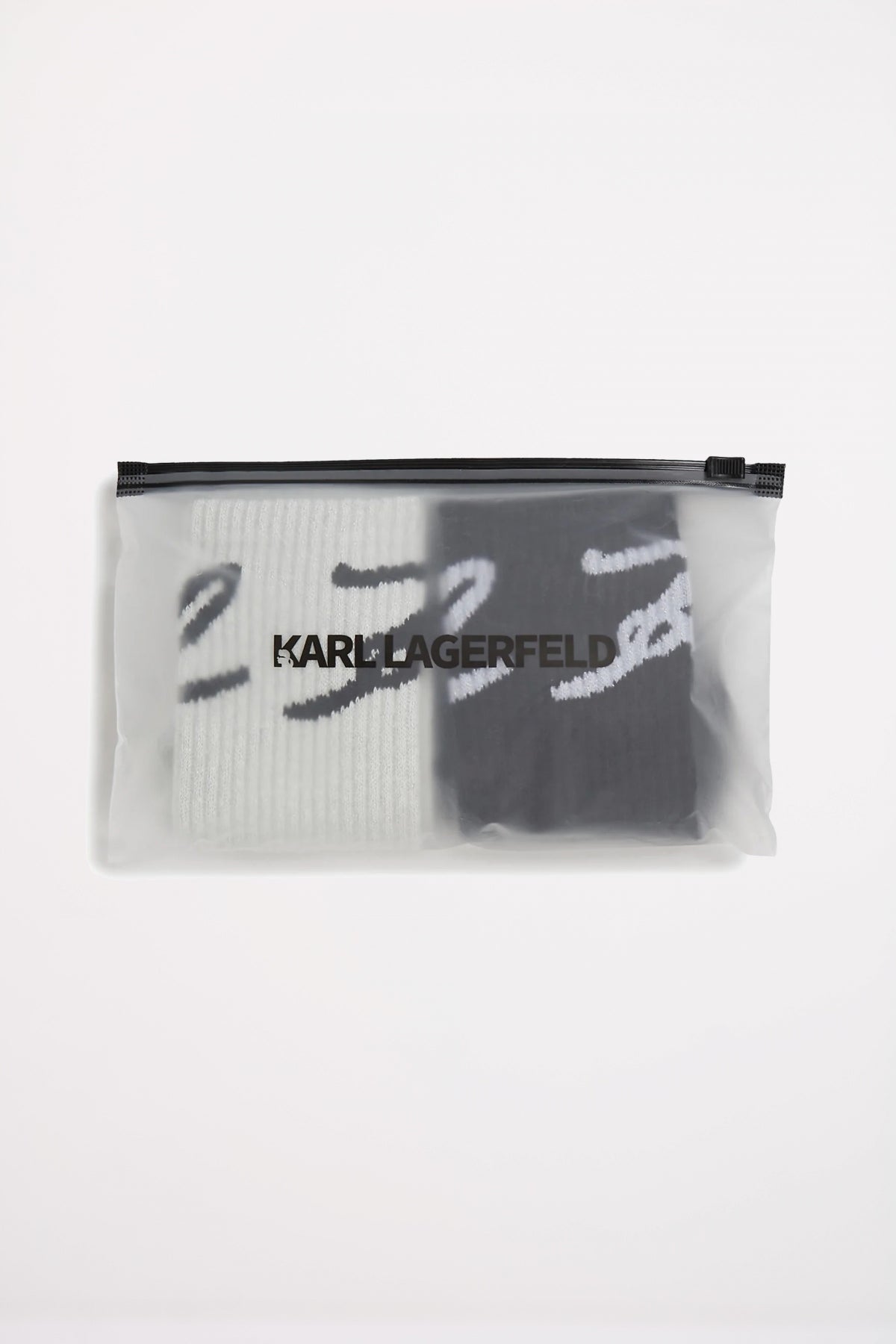 KARL LAGERFELD SIGNATURE LUREX SOCK en color CRMBLK  (4)