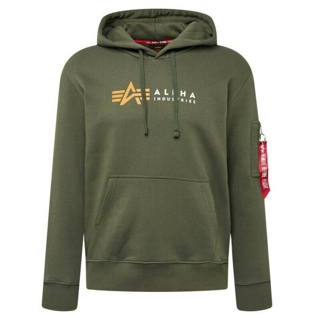 ALPHA INDUSTRIES ALPHA LABEL HOODY en color DRKOLIV  (4)