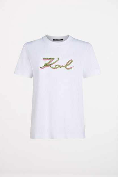 KARL LAGERFELD JEANS SIGNATURE SEQUINS T- en color WHITE  (2)