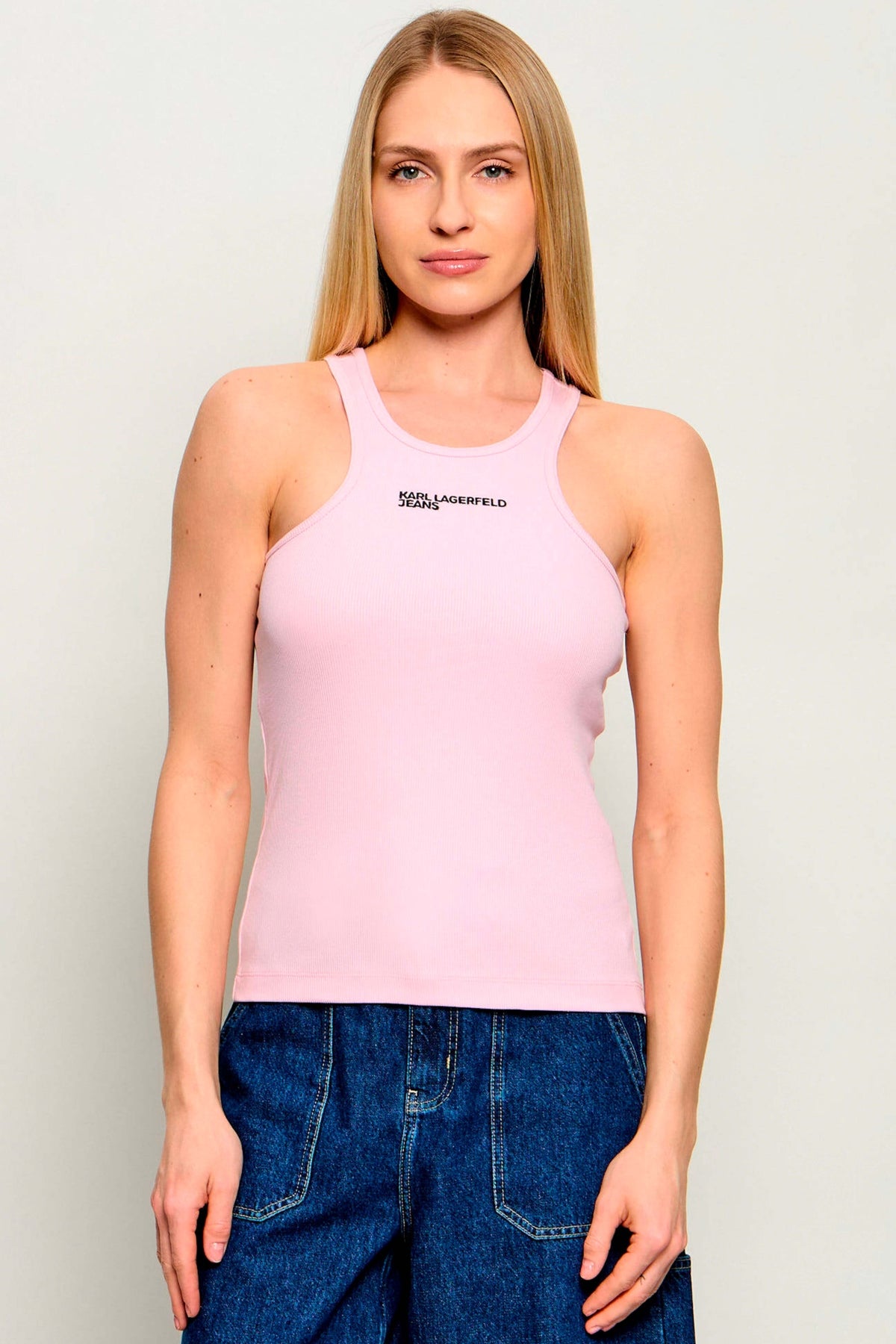 KARL LAGERFELD JEANS KLJ RIBBED LOGO TANK en color FARYTL  (1)