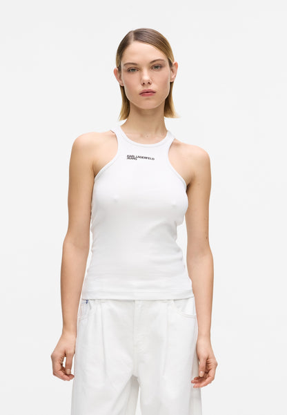 KARL LAGERFELD JEANS KLJ RIBBED LOGO TANK en color WHITE  (2)