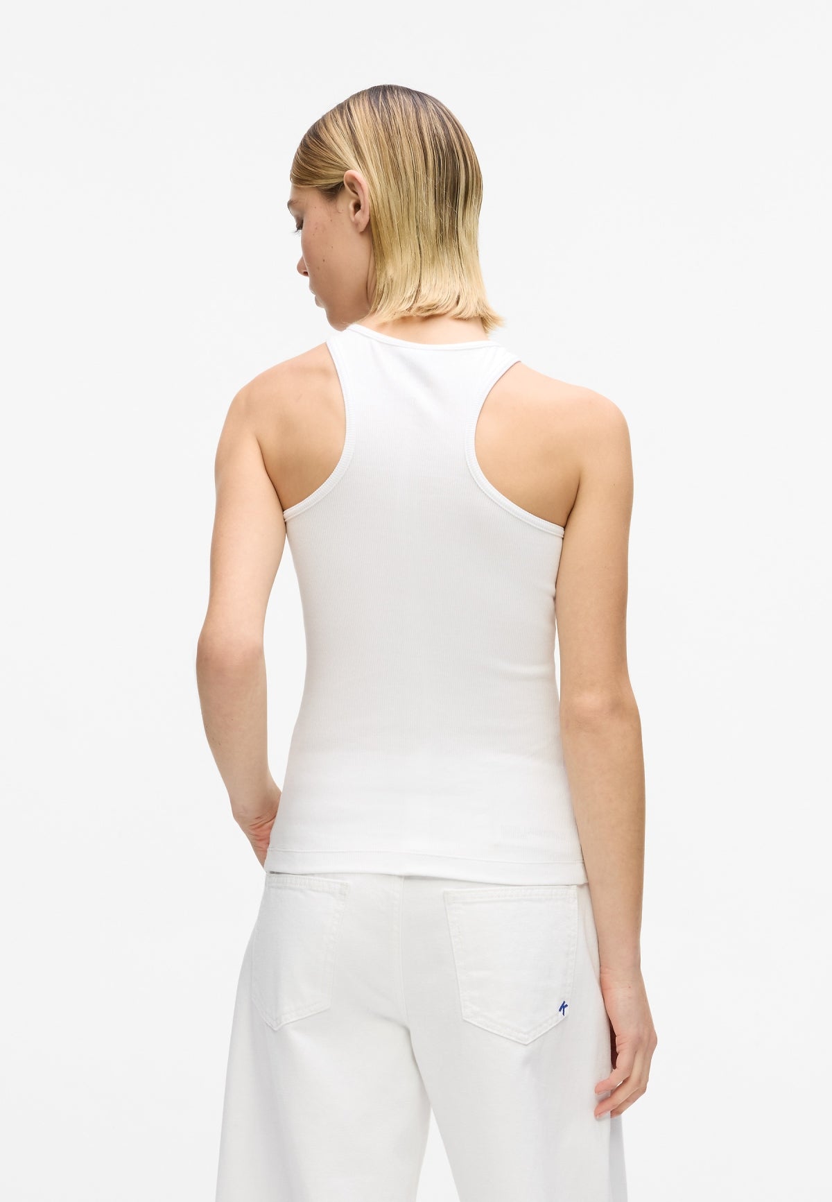 KARL LAGERFELD JEANS KLJ RIBBED LOGO TANK en color WHITE  (4)
