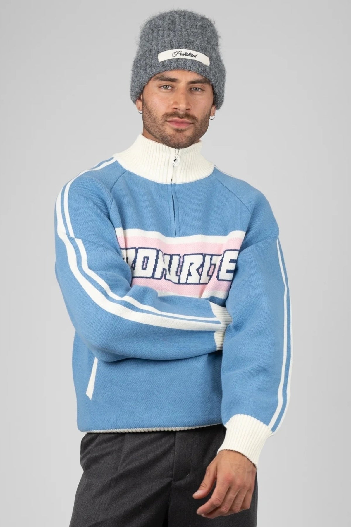 PROHIBITED LETTERMAN KNITTED QU en color   (1)