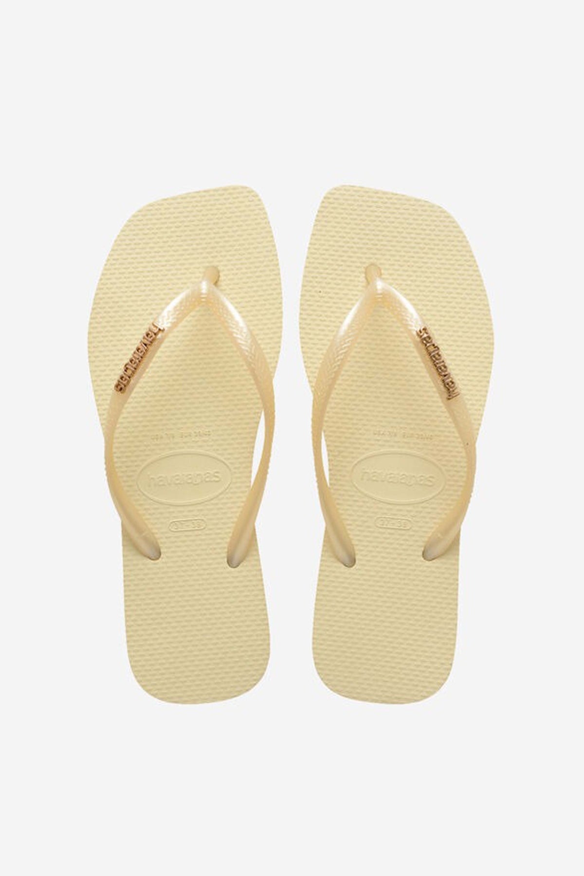 HAVAIANAS SQUARE LOGO METALLIC en color BEIGE  (1)
