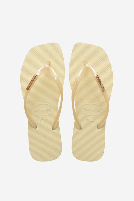 HAVAIANAS SQUARE LOGO METALLIC en color BEIGE  (1)