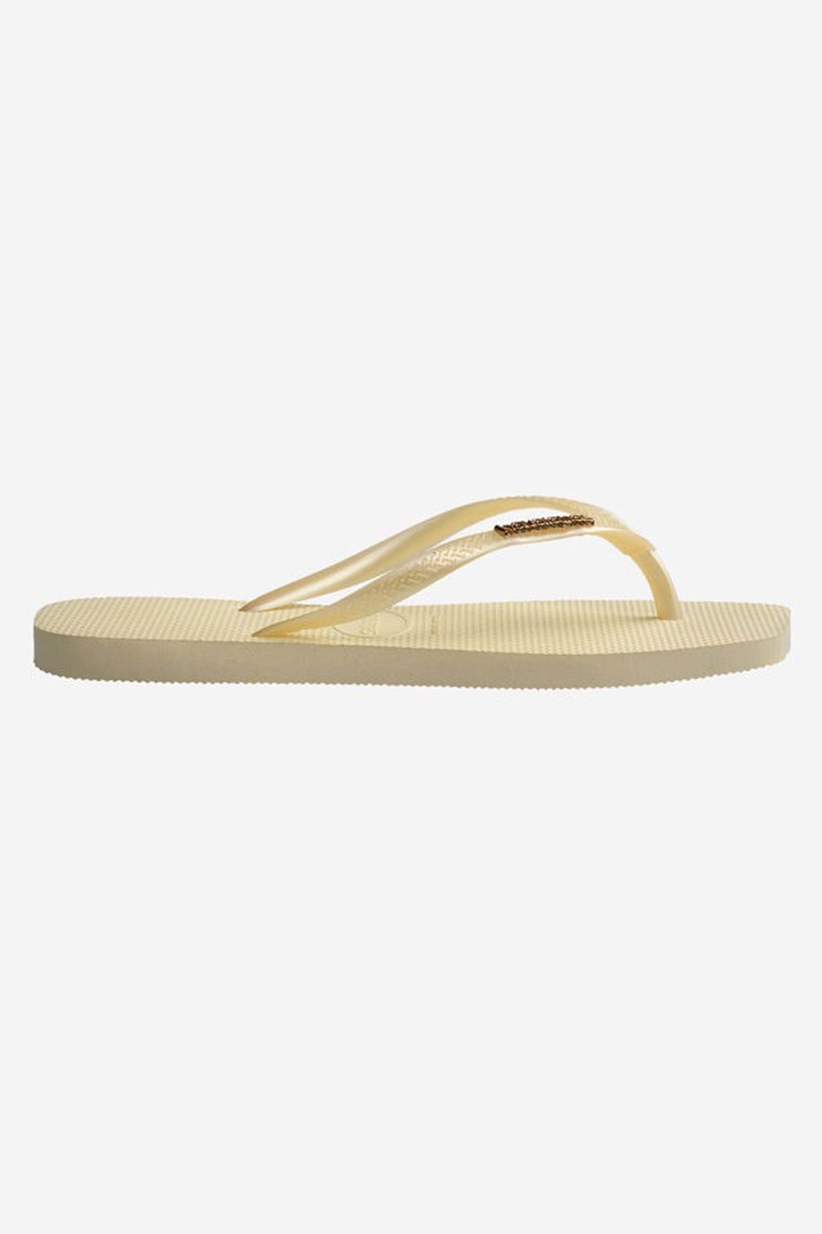 HAVAIANAS SQUARE LOGO METALLIC en color BEIGE  (2)