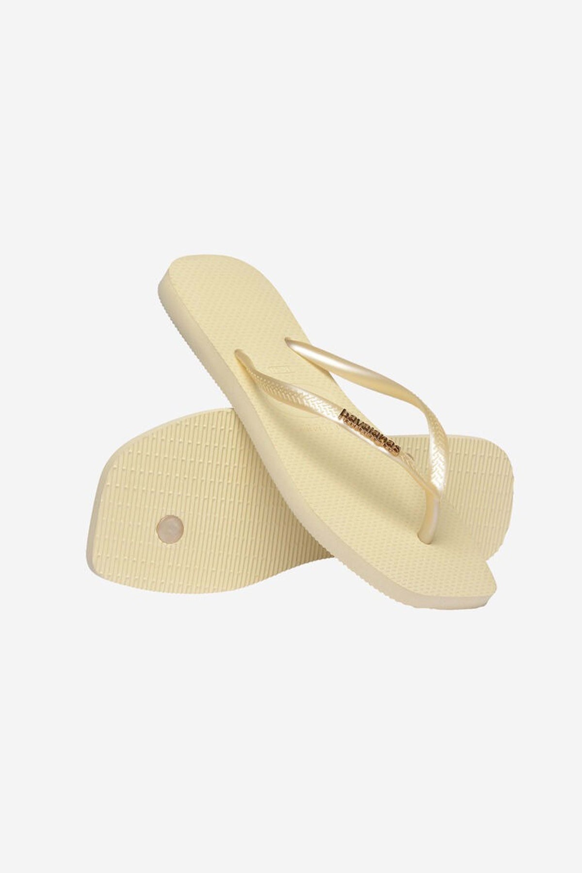 HAVAIANAS SQUARE LOGO METALLIC en color BEIGE  (4)