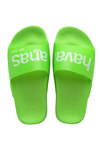 HAVAIANAS SLIDE LOGOMANIA NEON en color GREEN  (1)