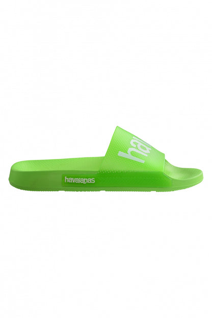 HAVAIANAS SLIDE LOGOMANIA NEON en color GREEN  (2)