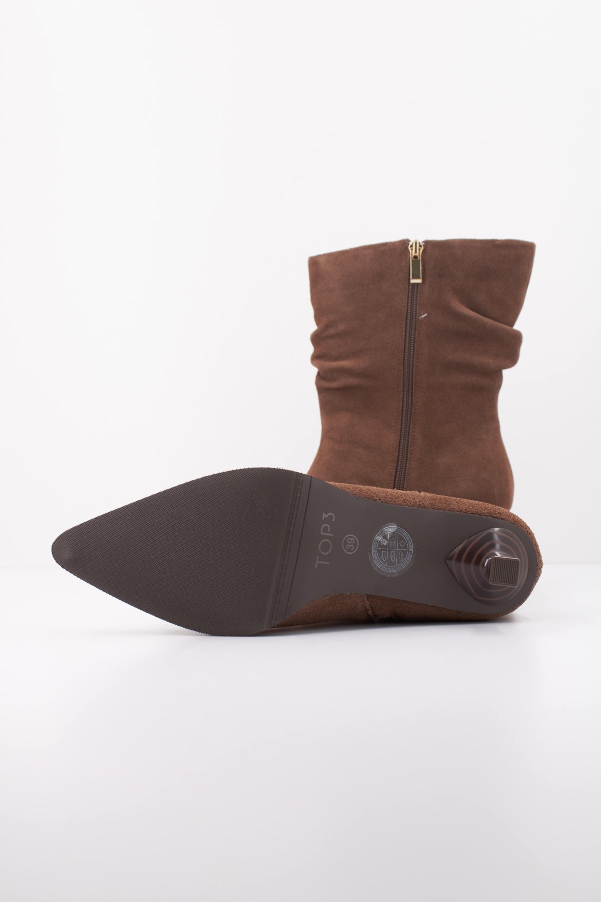 TOP BOTA CORTA ARRUGADA en color TAUPE  (5)