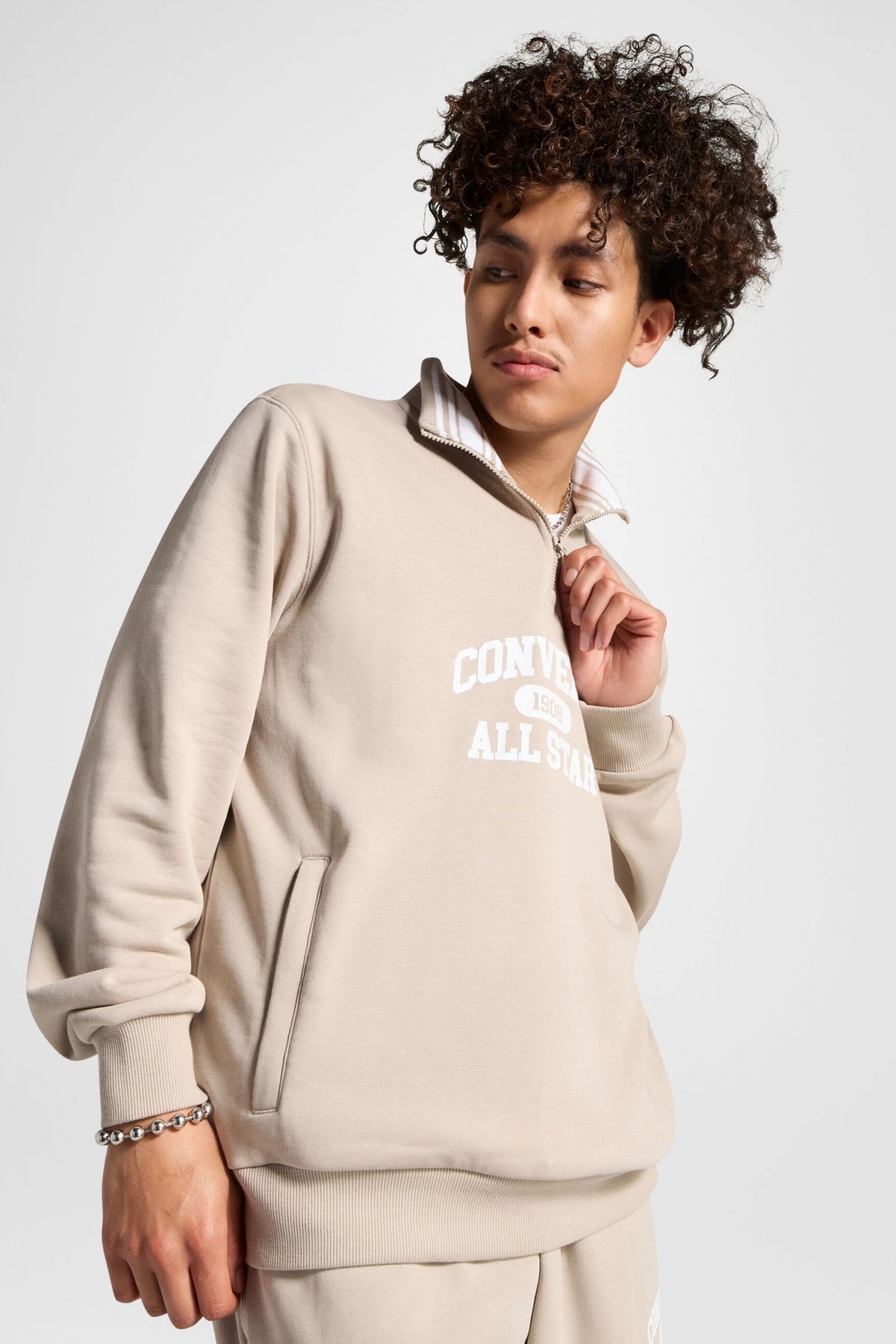 CONVERSE RETRO QUARTER ZIP en color PAPYRUS  (1)